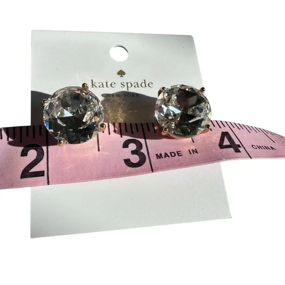 Kate Spade - Gumdrop studs, Clear and Gold Oversized Earrings, NWT